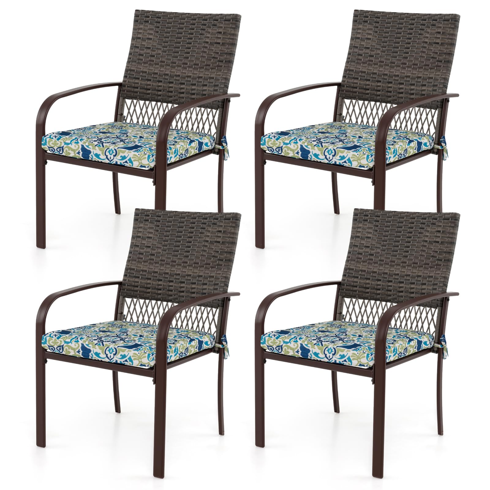 Tangkula Patio Rattan Chairs Set of 4